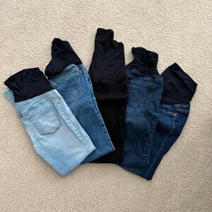 5 Pairs Isabel Maternity by Ingrid and Isabel Over Belly Maternity Jeans Size 2